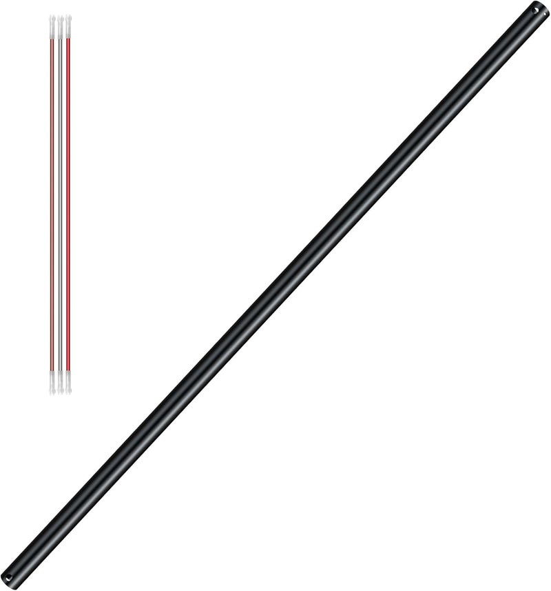 Puoyro 48 Inch Ceiling Fan Downrod with Extension Cable - 1 Inch Outer Diameter, Black Ceiling Fan Extension Rod,(No Threaded) Improves Airflow, Suitable for Various Ceiling Fans - Image 1